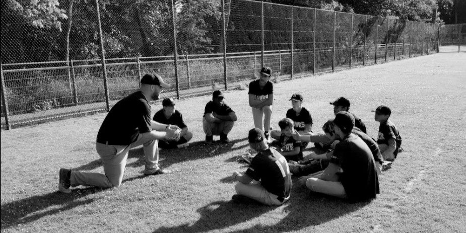 Casey Billing coaching a youth baseball team